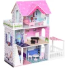 HOMCOM Puppenhaus Mit 3 Etagen Rosa