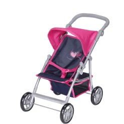 Knorr Toys® Puppenbuggy Liba - "flying Hearts Blue Pink" Blau