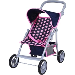 Knorr Toys® Puppenbuggy Liba - "Pink Hearts" Blau