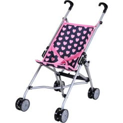 Knorr Toys® Puppenbuggy Sim - "Pink Hearts" Blau