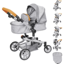 Knorr Toys® Puppenwagen Boonk - "stone Brown" Grau