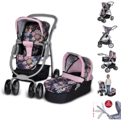 Knorr Toys® Puppenwagen Coco - "blue Flowers" Blau