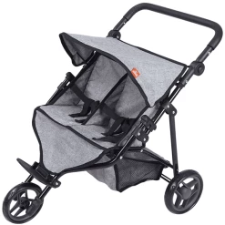 Knorr Toys® Zwillingspuppenwagen Duo - "jeans Grey" Grau