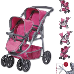 Knorr Toys® Zwillingspuppenwagen Milo - "berry" Rosa