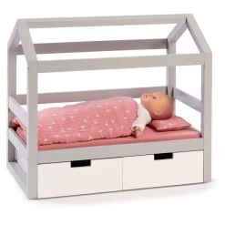 MUSTERKIND® Puppen-Hausbett Viola Grau/weiß